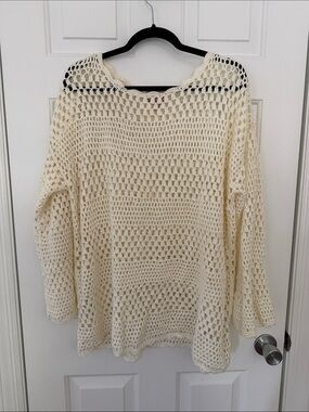 Show Me Your MuMu Cream Open-Weave Crochet Sweater
